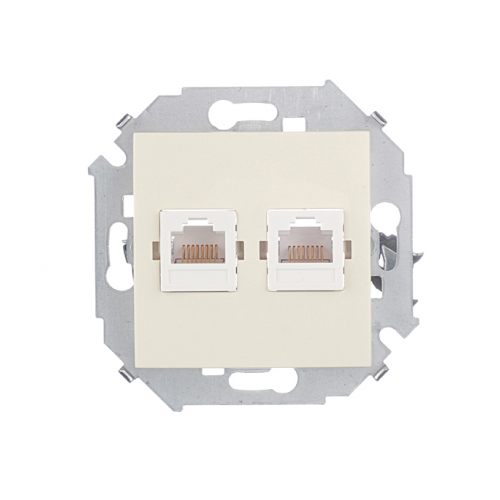  Розетка компьютерная двойная RJ45 кат.5e (AMP), слоновая кость Simon 15 1591552-031