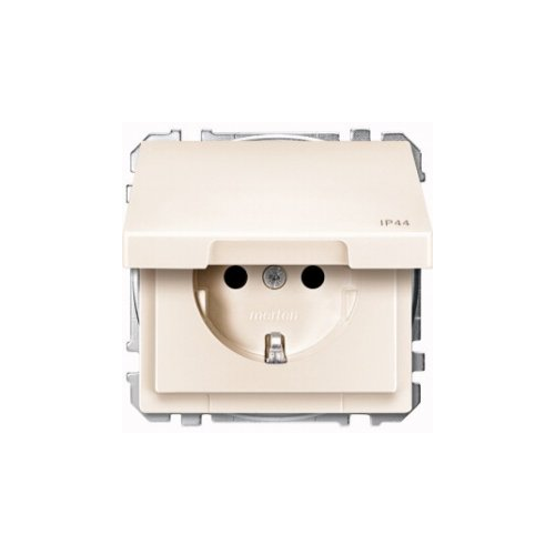  Механизм розетки с крышкой, IP 44, бежевый Merten MTN2414-4044