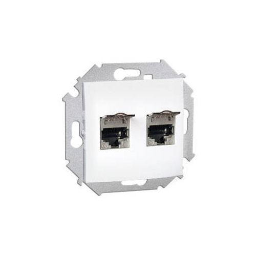  Розетка компьютерная двойная RJ45 кат.6а (АМР, FTP), белый Simon 15 1591564-030