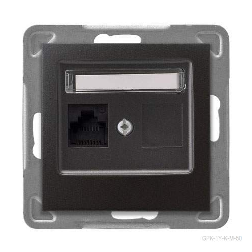 Ospel Impresja Антрацит Розетка компьютерная 1-я, категория 5e, RJ-45, без рамки GPK-1Y/K/m/50