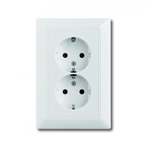  (20-02 EUJ-92-507), Розетка SCHUKO 16А 250В, двойная, серия Basic 55, слоновая кость, ABB 2014-0-1463