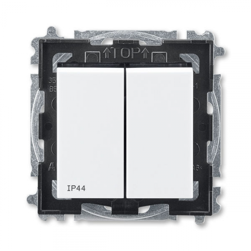 Выключатель двухклавишный ABB Levit IP44 белый / дымчатый чёрный 3559H-A05940 62 2CHH595940A4062