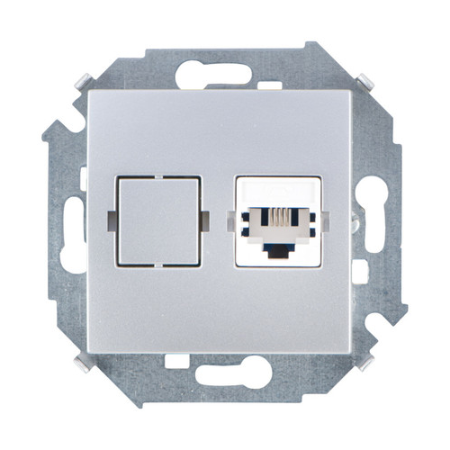  Розетка телефонная RJ11, винтовой зажим, алюминий Simon 15 1591480-033