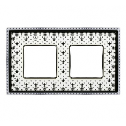  Рамка Belle Epoque Porcelain Black lys / bright chrome 2-постовая гор/верт. Fede FD01472NECB