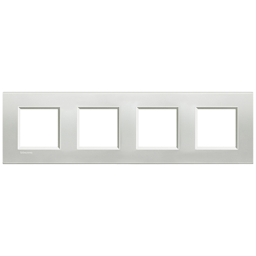  Рамка LivingLight Квадрат Серебро 2+2+2+2 модуля Bticino LNA4802M4AG