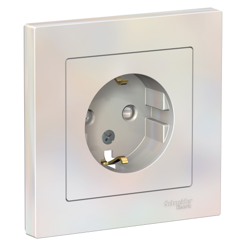  Atlasdesign Розетка с заземлением со шторками, 16А, в сборе, Жемчуг Schneider Electric ATN000444