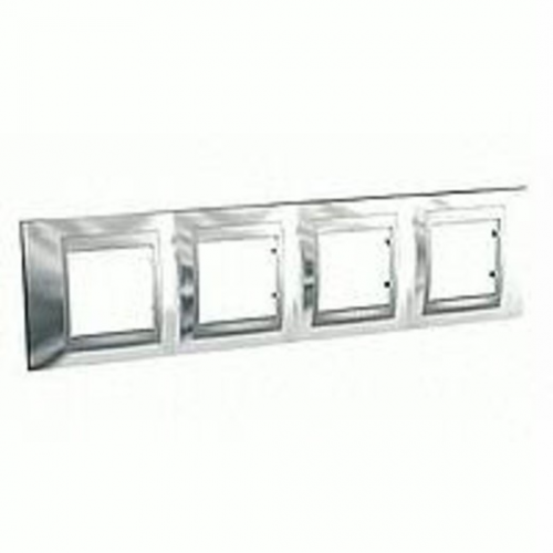  Рамка Unica Top Хром / Алюминий 4-постовая Schneider Electric MGU66.008.010
