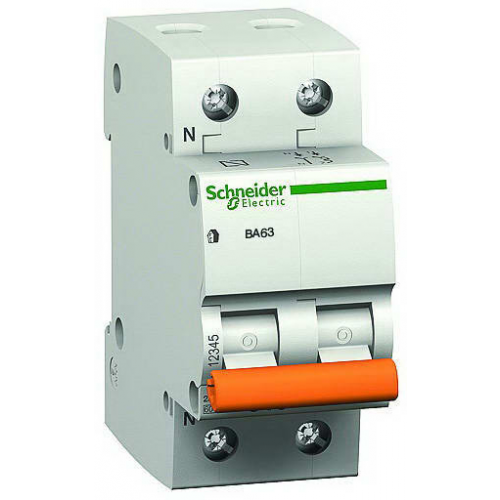  Автоматический выключатель ва63 1п+н 10A C 4,5 ка, болгария/италия , Schneider Electric 11212