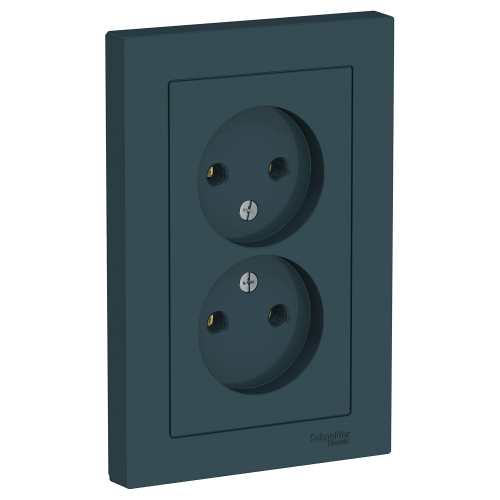  Atlasdesign Розетка двойная без заземления,16А, в сборе, Изумруд Schneider Electric ATN000820