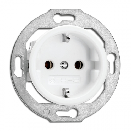  Розетка с защитными шторками Porcelain, 16A, AC 250V Duroplast центральная вставка. С винтовыми зажимами. С защитой от детей THPG 173068
