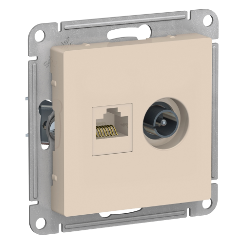  Atlasdesign Розетка двойная ТВ + компьютерная RJ45, кат. 5Е, Бежевый Schneider Electric ATN000289