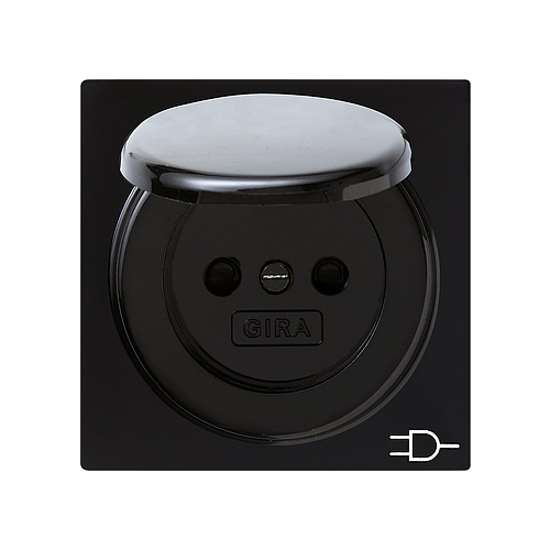  Розетка с заземляющими контактами и крышкой Черный Gira S-color 045447