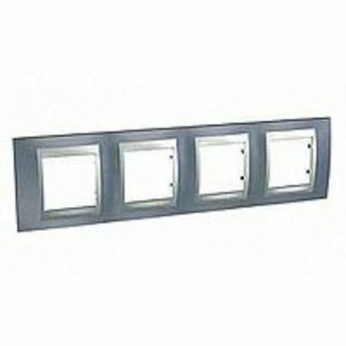 Рамка Unica Top Грей / Алюминий 4-постовая Schneider Electric MGU66.008.097