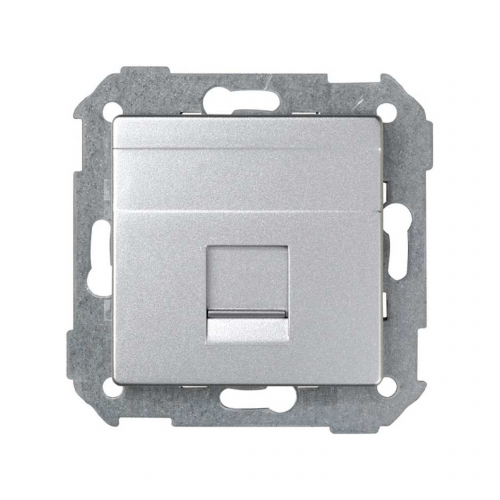  Адаптер со шторками на 1 коннектор UTP (RJ45), FTP (RJ45), RJ12, AMP, S82 Detail алюминий Simon 82005-93