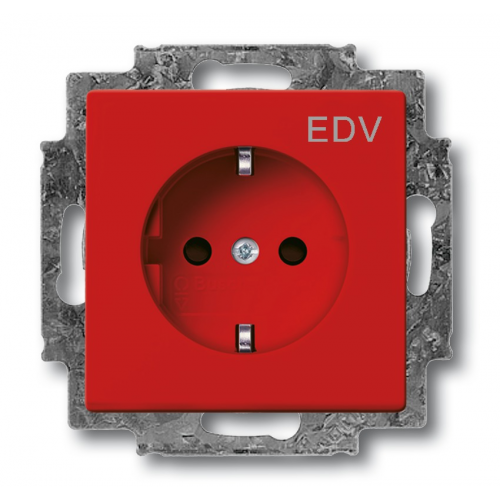  (20 EUCKS/DV-12-), Розетка SCHUKO 16А 250В с маркировкой EDV, со шторками, цвет красный, ABB 2013-0-5325