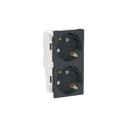  Розетка двойная, со шторками, с заземлением, винт. зажим., Антрацит Schneider Electric NU306754A