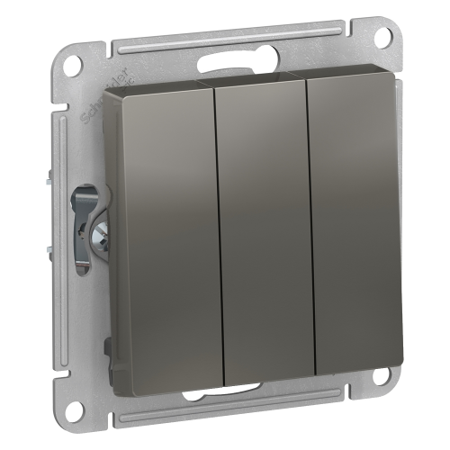  Atlasdesign 3-клавишный Выключатель, сх.1+1+1, 10АХ, механизм, Сталь Schneider Electric ATN000931