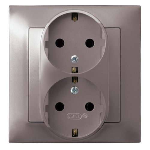 Ospel Impresja Титан Розетка 2-я с/з Schuko, с рамкой GP-2YS/23
