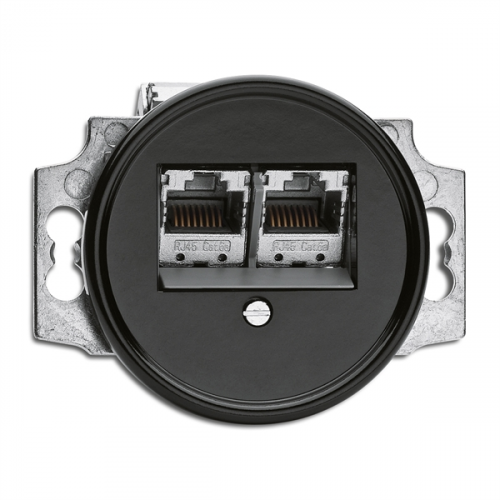  Розетка компьютерная RJ45 Bakelite. Bakelite центральная вставка. Двойная (real.Cat.6a). THPG 100722