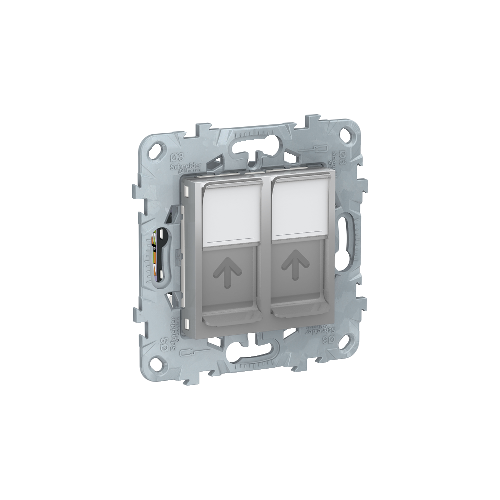  Розетка компьютерная, RJ45, двойная, кат. 6 UTP, Алюминий Schneider Electric NU542430