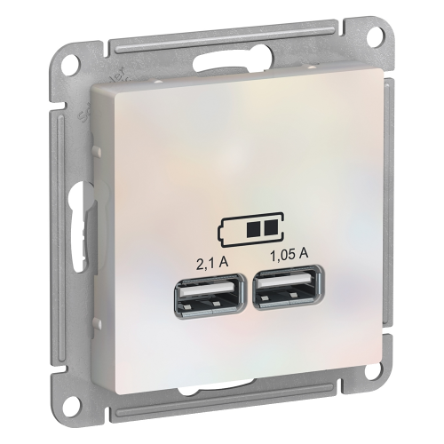  Atlasdesign USB Розетка, 5В, 1 порт x 2,1 А, 2 порта х 1,05 А, механизм, Жемчуг Schneider Electric ATN000433