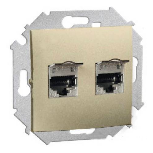  Розетка компьютерная двойная RJ45 кат.6а (АМР, FTP), шампань Simon 15 1591564-034