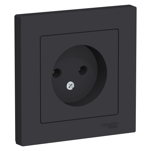  Atlasdesign Розетка без заземления, 16А, в сборе, Карбон Schneider Electric ATN001040