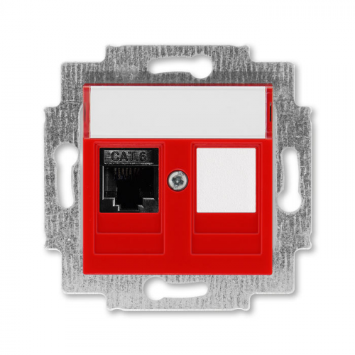 Розетка телефонная ABB Levit RJ45 категория 6 и заглушка красный 5014H-A61017 65W 2CHH296117A6065