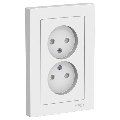  Atlasdesign Розетка двойная без заземления со шторками,16А, в сборе, Белый Schneider Electric ATN000122