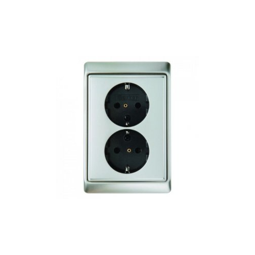  Двойная штепсельная розетка SCHUKO с рамкой цвет: стальной, лак Arsys Berker 47299004