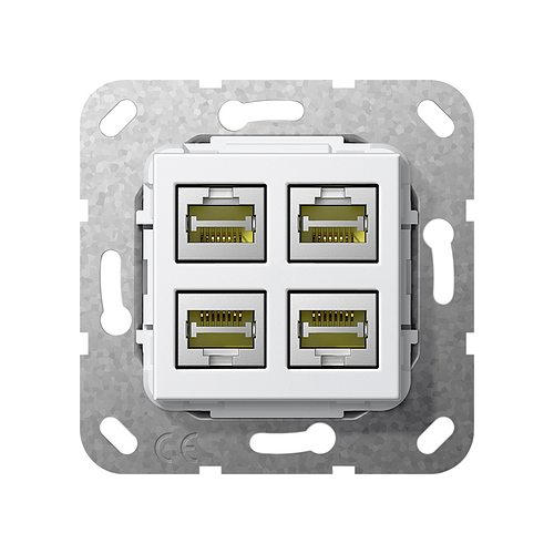  Разъем MJ RJ45 Cat 6A 10 GB 4 местн. Белый Белый Gira 569803