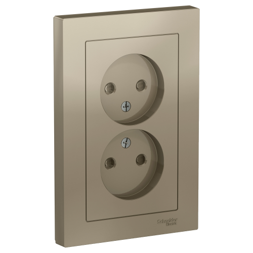  Atlasdesign Розетка двойная без заземления со шторками,16А, в сборе, Шампань Schneider Electric ATN000522
