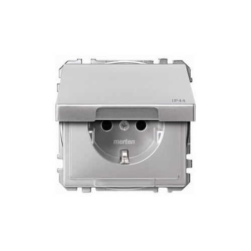  Механизм розетки SCHUKO с крышкой, сталь Merten MTN2414-4060