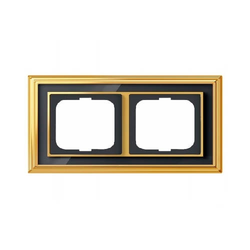  Рамка Dynasty Латунь полированная черное стекло 2-постовая ABB 1722-835-500
