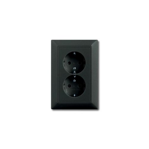  (20-02 EUJ-95-5), Розетка SCHUKO 16А 250В, двойная, серия Basic 55, цвет chateau-black, ABB 2014-0-1477