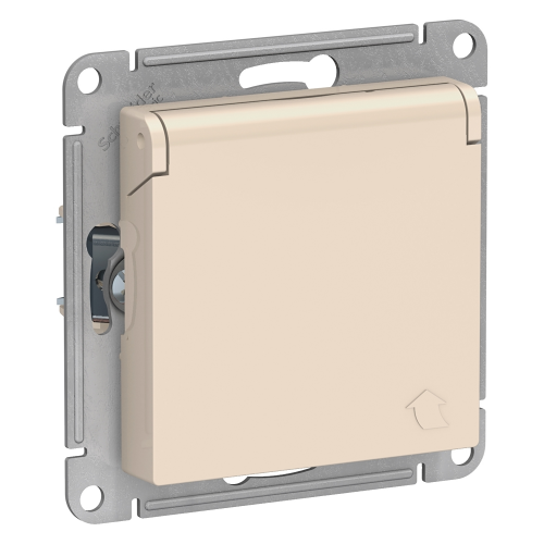  Atlasdesign Розетка с заземл. со шторк. с крышкой, 16А, IP20, механизм, Бежевый Schneider Electric ATN000246