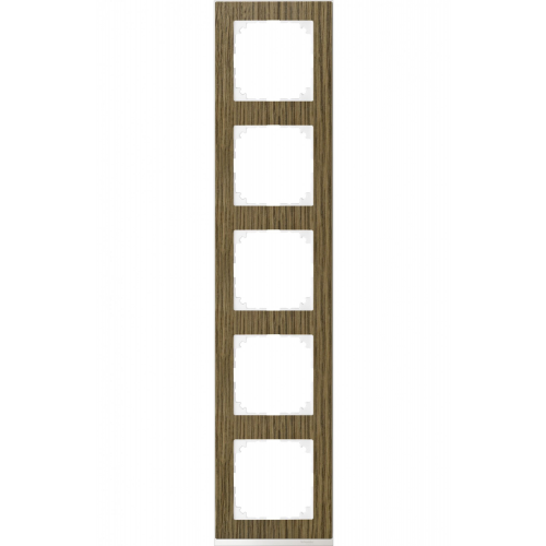  Рамка M-Pure Decor Дуб / Бриллиантовый белый 5-постовая Merten MTN4050-3674