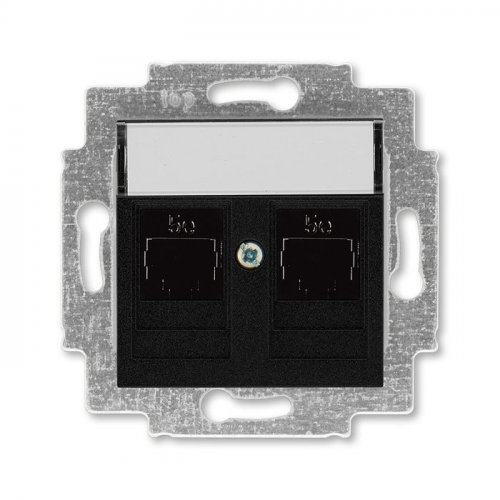 Розетка телефонная ABB Levit двойная 2хRJ45 категория 5e антрацит 5014H-A51018 63W 2CHH295118A6063