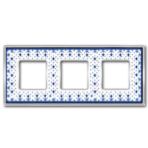  Рамка Vintage Porcelain Blue LYS / Хром 3-постовая Fede FD01343AZCB