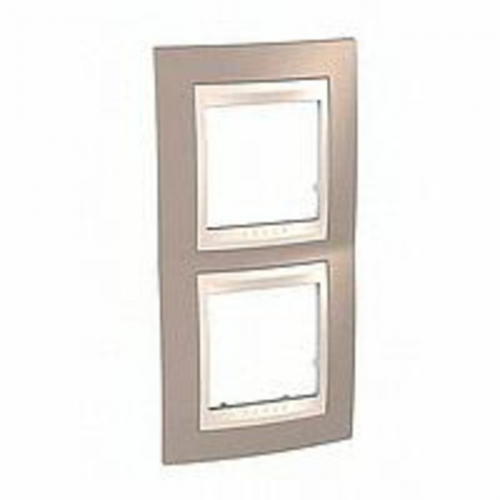  Рамка Unica Хамелеон коричневый / Бежевый 2-постовая вертикальная Schneider Electric MGU6.004V.574