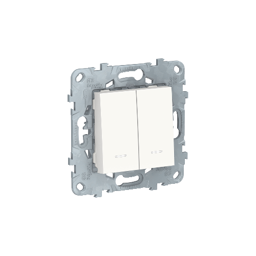  Выключатель 2-клавишный, 2 модуля, с подсветкой, 2 х сх. 1а, Белый Schneider Electric NU521118N