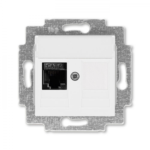 Розетка телефонная ABB Levit RJ45 категория 6 и заглушка белый 5014H-A61017 03W 2CHH296117A6003