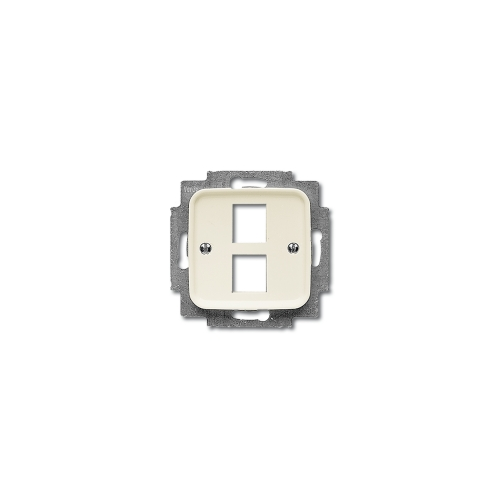 (2561-02-212), Плата центральная (накладка) для 2-х разъёмов Modular Jack (артикулы 0210, 0211 и 0219), серия Busch-Duro 2000 SI, цвет слоновая кость, ABB 1753-0-3957