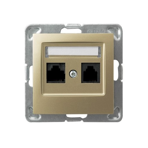 Ospel Impresja Золотой металлик Розетка компьютерная 2-я, категория 5e, RJ-45, без рамки GPK-2Y/K/m/28