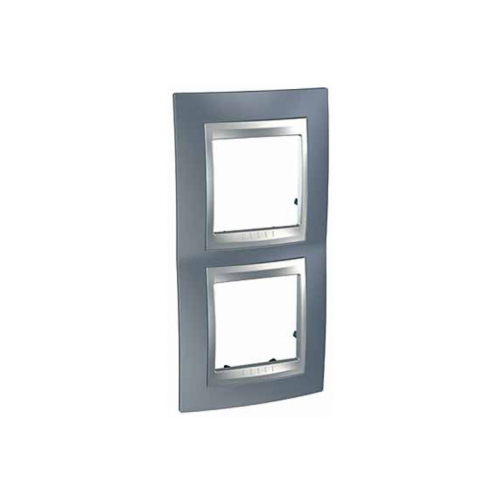  Рамка Unica Top Грей / Алюминий 2-постовая вертикальная Schneider Electric MGU66.004V.097