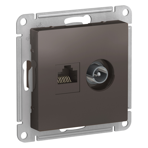  Atlasdesign Розетка двойная ТВ + компьютерная RJ45, кат. 5Е, Мокко Schneider Electric ATN000689