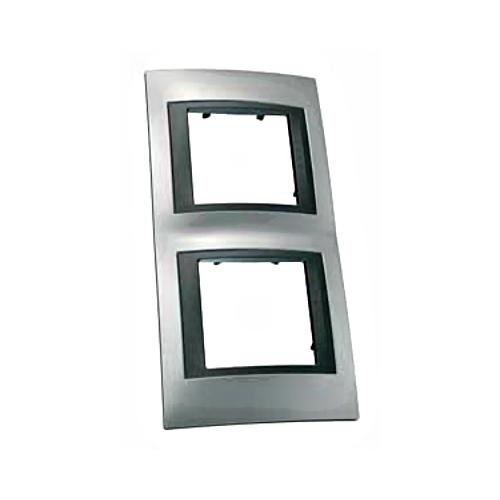  Рамка Unica Top Флюорит / Графит 2-постовая вертикальная Schneider Electric MGU66.004V.294
