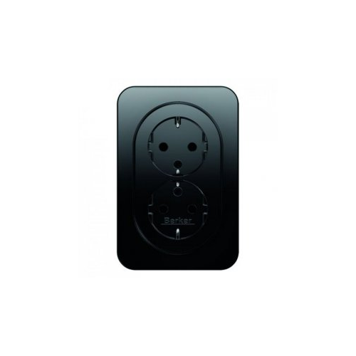 Двойная штепсельная розетка SCHUKO, цельная, черная, с блеском R.1 Berker 47282045