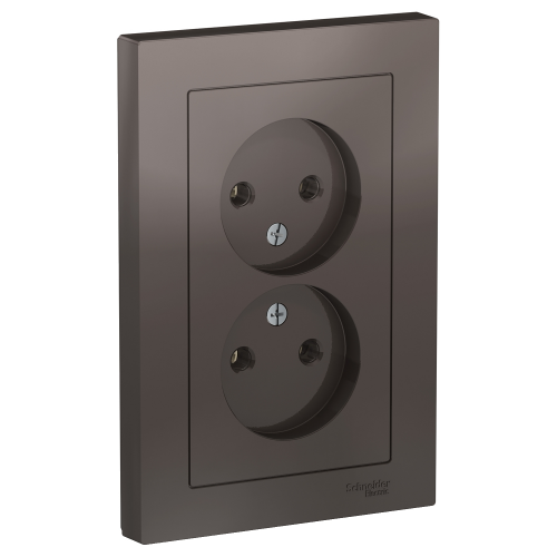  Atlasdesign Розетка двойная без заземления,16А, в сборе, Мокко Schneider Electric ATN000620