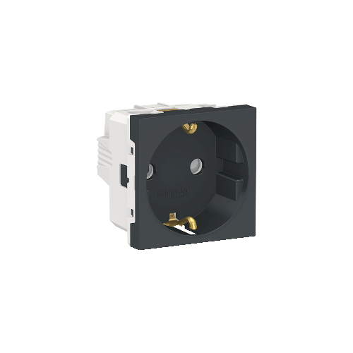  Розетка с заземл., со шторк., винт. зажим, 16А, 250В, 2 мод Антрацит Schneider Electric NU303754